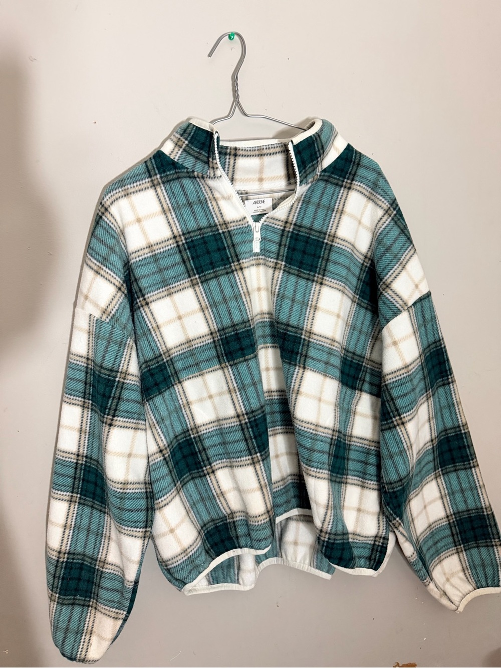 Ardene Fleece quarter zip sweater jacket plaid